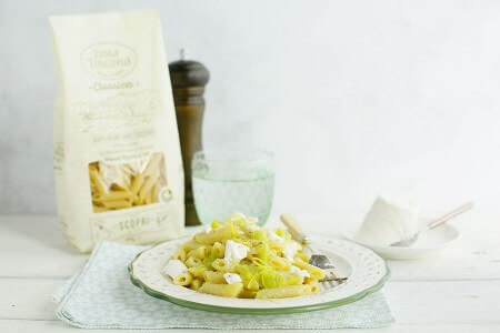 Penne with leek and ricotta cream