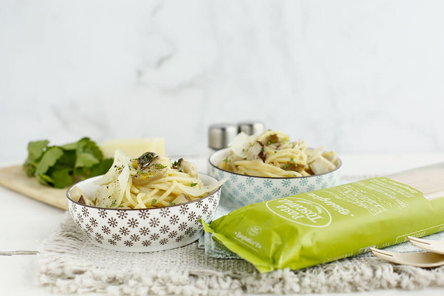 Spaghetti with porcini mushrooms and pecorino cheese